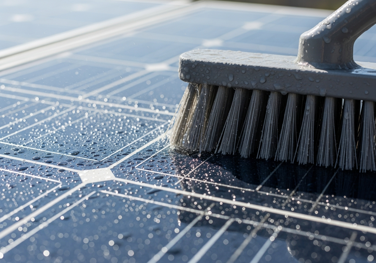 Residential solar panel cleaning