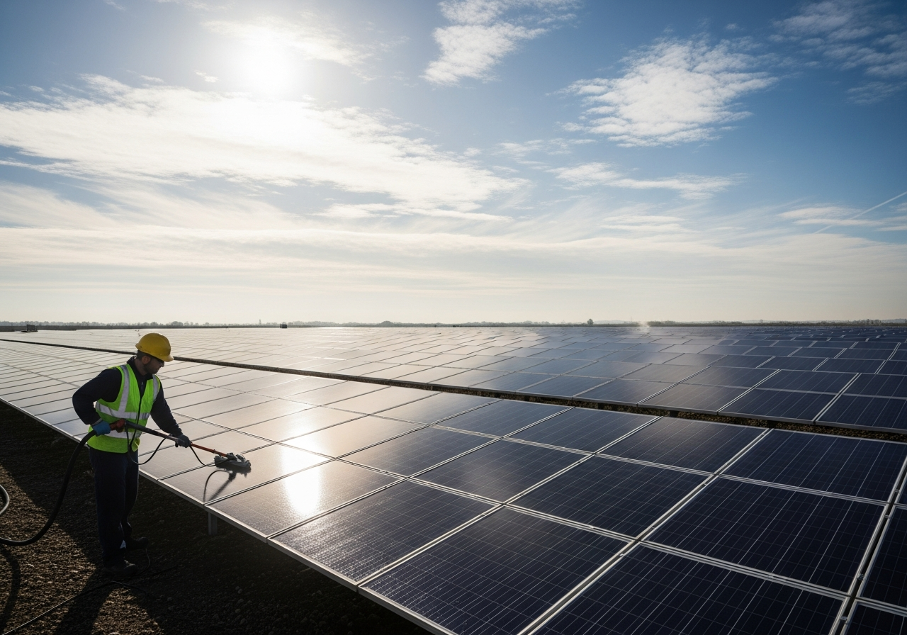 Commercial solar panel cleaning